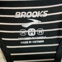 Brooks  Womens Black White Stripe Bring It Racerback Tank Top W-116 Sz M Photo 1