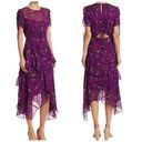 Tanya Taylor  Tiered Silk Handkerchief Dress Purple Floral Photo 1