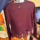 Lululemon  Quick Pace Long Sleeve Dark Adobe Burgundy Size Small/Medium Photo 10