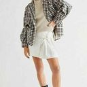 Free People  Luminary Plaid Flannel Oversized Blazer Neutral Tan Small Photo 0