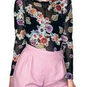 Ginger G Retro Colorful Sheer Floral Crop Shirt Photo 2