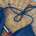 Tommy Hilfiger Vtg Y2K  Navy Colorblock Bikini Top Triangle Halter Tie Sz Large Photo 5