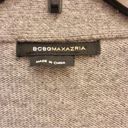 BCBGMAXAZRIA  Wool Blend Open Front Tie Ruffle Zipper Cardigan Grey Medium Photo 2