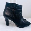 Anne Klein  Black Leather Ankle Zip Booties Heels Pumps - 10 Medium Photo 4