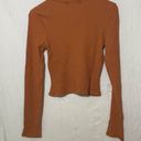 Daydreamer  Shirt Women's Large NWT Thermal Crop Long Sleeve Mock Top Orange Photo 7