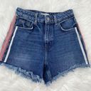 Mango  High Waisted Festival Striped Jean Shorts 2 cut off denim concert rocker Photo 0