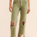 Free People  Maggie Mid-Rise Straight-Leg Ankle Jeans Washed Moss Sage Green 27 Photo 11