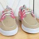 Polo  by Ralph Lauren Lilia Canvas Deck Boat Shoes Tan Pink Size 11 Photo 2