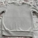 ZARA Waffle Knit Ivory Cream Ribbed Trim Cotton Blend Crewneck Long Sleeve Sweatshirt, size S Photo 6