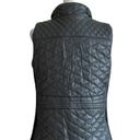 Poof! Poof Quilted Vest Deep Gray Faux Leather Quilted Knit Side Panel Pockets Small Photo 5