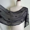 Vintage Sheer Black Scarf Embroidered Polka Dot Boho Fairy Grunge Goth 13x58 Photo 1