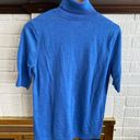 L.L.Bean  Signature Merino Wool Blue Turtleneck Sweater Short Sleeve Top Size L Photo 3