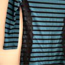 Wall Flower  Lacy Striped 3/4 Length Sleeved Top - Black and Turquoise Photo 2