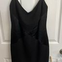 Badgley Mischka   black mini dress size 6 waist accenting spaghetti straps Photo 0