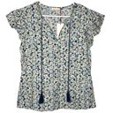 Solitaire NWT  Floral Layered Ruffle Sleeve Embroidered Top Photo 0