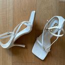 EGO White  Square Toe Sandal Heels Photo 1