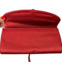 Rodo Red Satin Clutch Silver Gem Ring Closure Photo 5