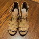 Tory Burch  Wendelle Tan Leather Wedge Platform Sandals Size 8 T strap Photo 1