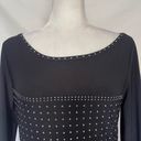 Cache  Studded Long Sleeve Tunic Womens Top Sz M Black Silver Y2k Embellished Photo 1