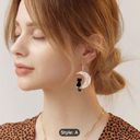 The Moon Exquisite Cat  Design Asymmetric Dangle Earrings Elegant Sexy Style Photo 1