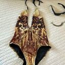 Free People NWOT Luxe by Lisa Vogel boho earthy animal print one piece swimsuit 6 Photo 0