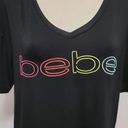 Bebe  Sport rainbow logo mesh contrast activewear tee size xl Photo 1