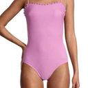 No Boundaries Womens  Pink Ribbed Scalloped Trim One Piece Swimsuit - Sz S Photo 0