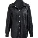 Micas  Women's Small Black Long Sleeve Collar Sequin Button Up Party Shirt Photo 0