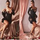 House Of CB Black Silk Gianna Corset Cold Shoulder Long Sleeve Body-Con Dress S Photo 1