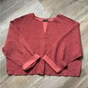 Urban Outfitters  Boxy Oversize V-neck Long Sleeve Pullover Top Red Burgundy XS Photo 0