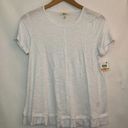 Style & Co NEW NWT  PETITE Ruffled Hem Top White Blouse Short Sleeve Sheer Rayon Photo 2