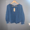 Splendid NWT  blue chambray peasant top Photo 2