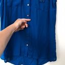 Zac and Rachel  Solid Bright Blue Utility Button Down Sleeveless High Low Hi-Lo Top Photo 6