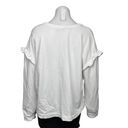 The Loft  White Ruffle Long Sleeve Oversized Crew Neck Pullover Sweatshirt Top Size L Photo 3