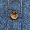 Vintage Denim Skirt Medium Wash Elastic Waist Boho Cowgirl Button Detail Midi Blue Photo 4