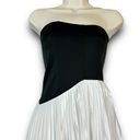 NEW Commense Strapless Asymmetrical Pleated Maxi Dress Black White Size Small Photo 4
