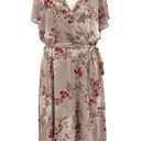 City Chic  Flower Child Faux Wrap Dress Midi Dress Beige Plus Size 16 Photo 0