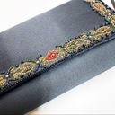 Chateau Vintage  Black Satin Beaded Clutch Purse Photo 4