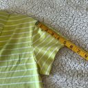 st. john's bay  Women's S Split Neck Polo Tee Citron Green White Stripe Preppy Photo 11