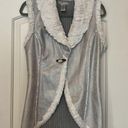 Alberto Makali  Silver Suede Faux Fur Vest, size Large Photo 0