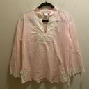 Natori  Pink Tunic With White Lace Accents Size Small Photo 0