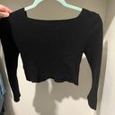 SheIn Medium  Black Prive Solid Square Neck Crop Sweater Photo 1