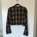 Savage X Fenty Crop Raw Edge Plaid Button Down Shirt Pink Canterbery Photo 3