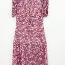 Shoshanna Roselle Pink Floral Ruched Midi Dress Photo 4