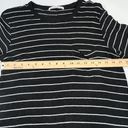 Alexander Wang T by  Womens Pocket Tee Shirt Sz Medium Black Stripe Viscose Linen Photo 7