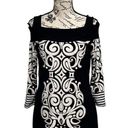 Cache Womens Black White Geometrical Cold Shoulder Mini Jersey Knit Dress M Photo 0