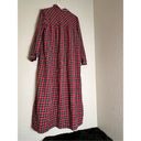 L.L.Bean  Womens M  Plaid Red Flannel 100% Cotton Nightgown Cozy Vintage Button Photo 2