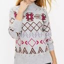 Lou & grey  Mock Neck Fair Isle Tunic Sweater Comfy Cozy Gray Size XS Photo 0