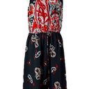 Loft Midi Dress Halter Neck Blouson Tie Waist Chiffon Black Red Women’s Large Photo 0