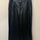 Bagatelle  Collection Black Wide Leg Cropped Vegan Leather Pants L Photo 0